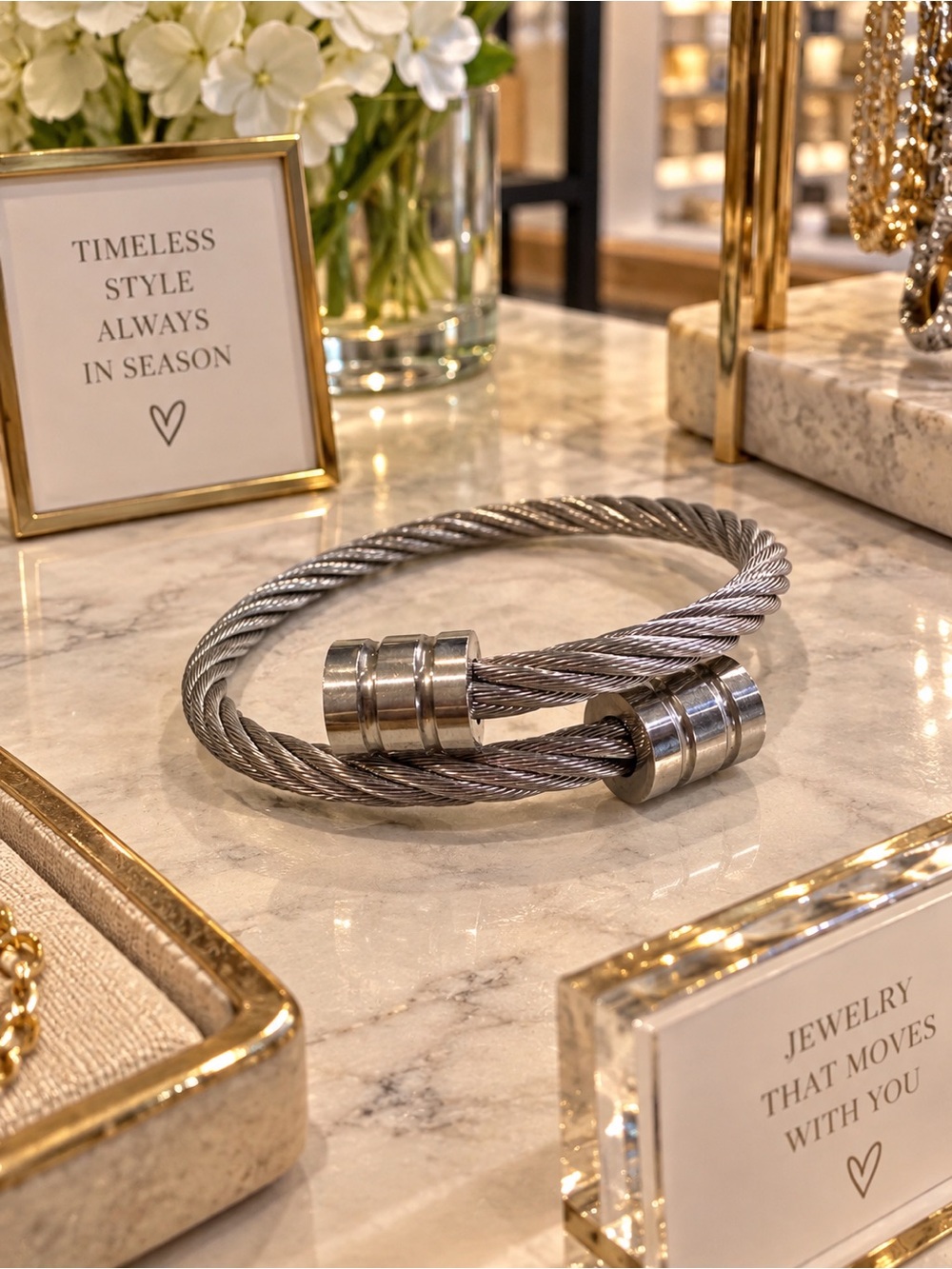 Timeless Silver-Tone Cable Cuff Bracelet - Brand:
